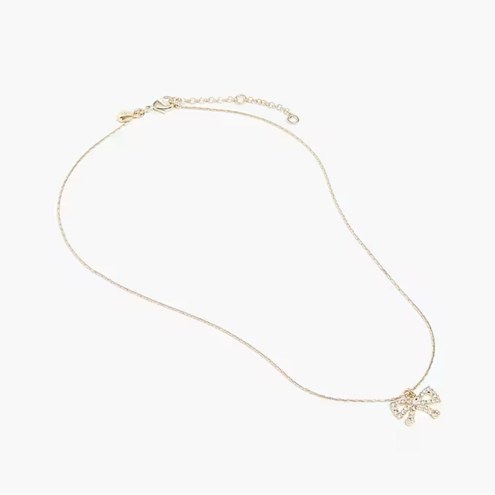 J. Crew Pave Crystal Bow Pendant Necklace NWT